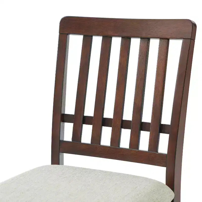 2-Piece Dining Chairs with Curved Wood Backrest and Gray Fabric Seat