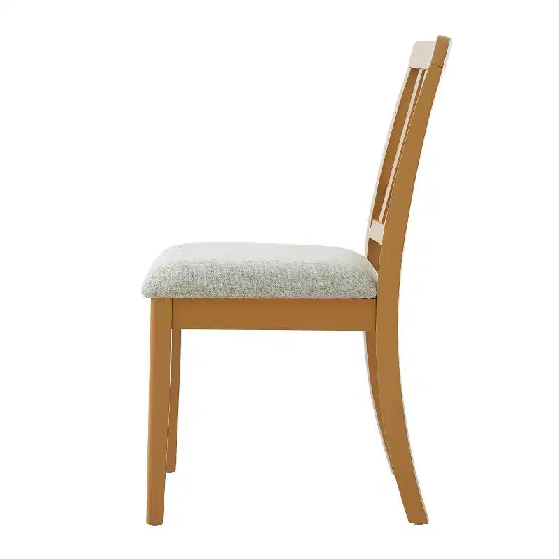 2-Piece Dining Chairs with Curved Wood Backrest and Gray Fabric Seat