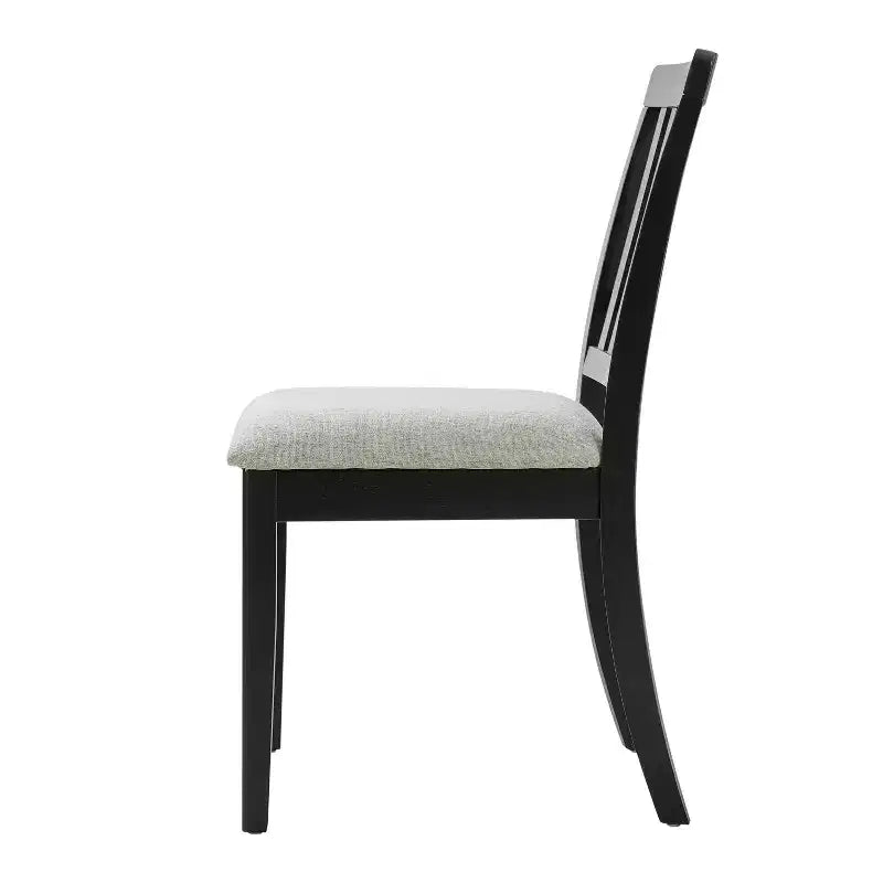 2-Piece Dining Chairs with Curved Wood Backrest and Gray Fabric Seat