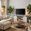 58" Farmhouse TV Stand with Sliding Barn Doors, Media Console with Adjustable Shelves & Cable Management