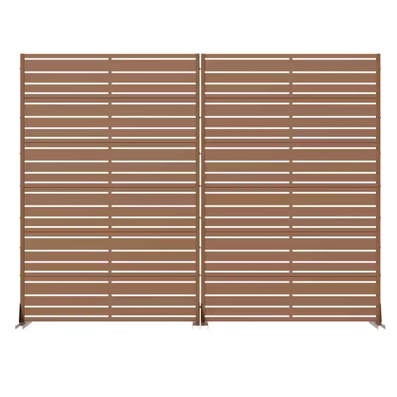 6-Piece Louvered Brown Galvanized Steel Room Divider, 72"x47"x16", Double-Sided Privacy Screen