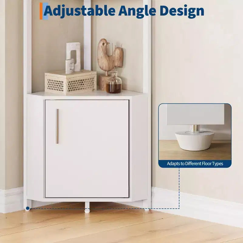 5-Tier Tall Corner Shelf, 58" Corner Display Cabinet with Solid Wood Shelves