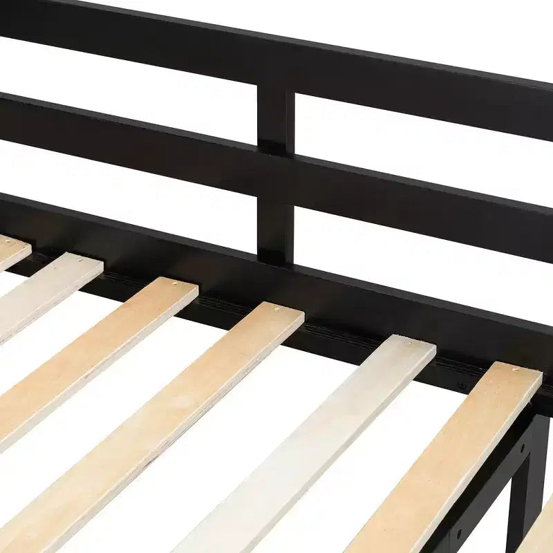 Full Wood Loft Bed Frame with Desk, Shelves, Power Outlet & USB/Type-C Ports