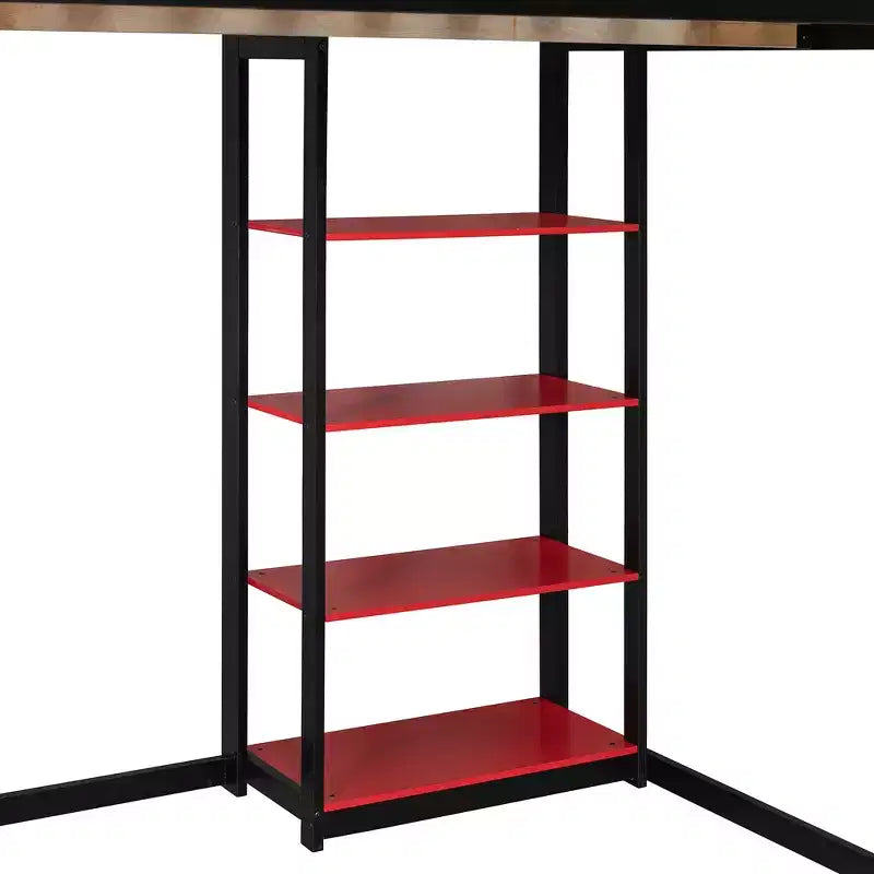 Full Wood Loft Bed Frame with Desk, Shelves, Power Outlet & USB/Type-C Ports