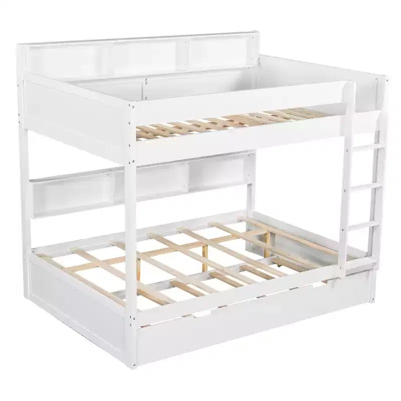 Bunk Bed with Trundle and Built-In Storage Shelves