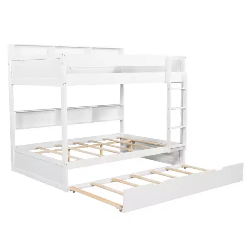 Bunk Bed with Trundle and Built-In Storage Shelves