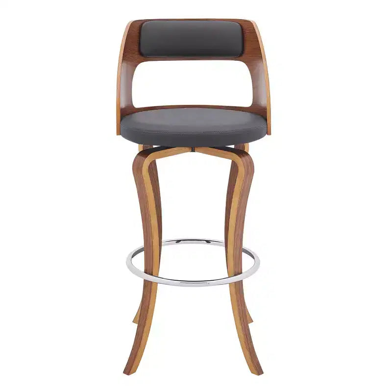 29" Faux Leather and Wood Swivel Bar Stool