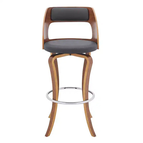 29" Faux Leather and Wood Swivel Bar Stool