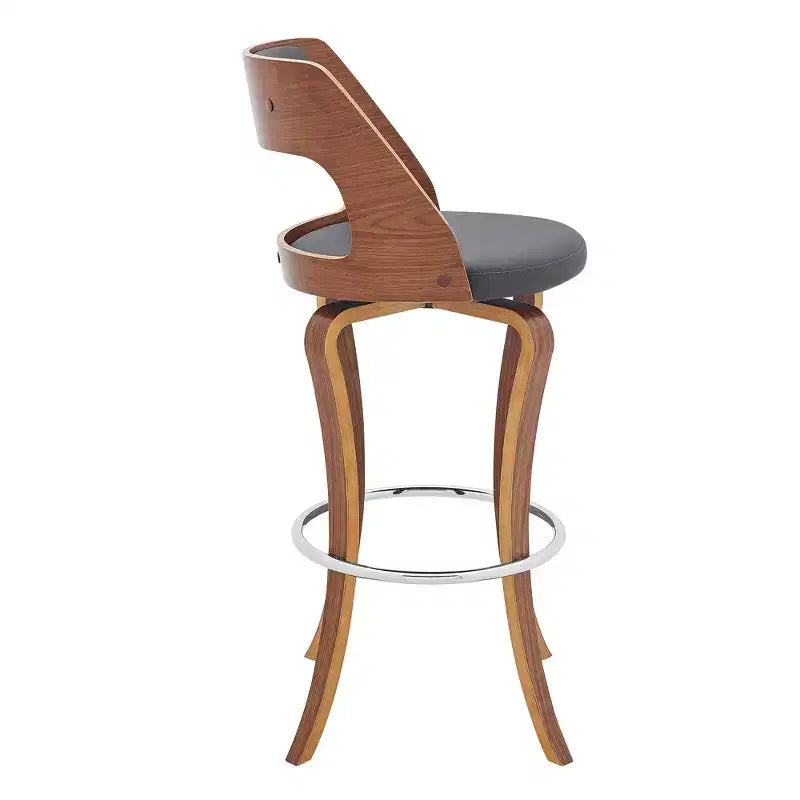 29" Faux Leather and Wood Swivel Bar Stool