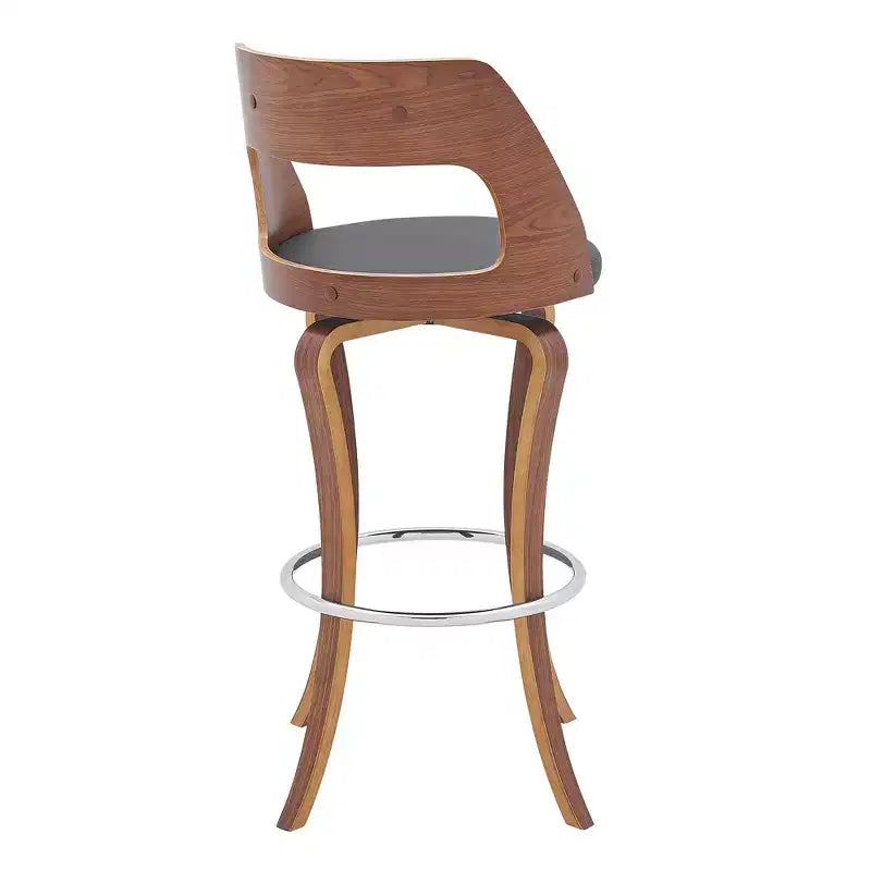 29" Faux Leather and Wood Swivel Bar Stool