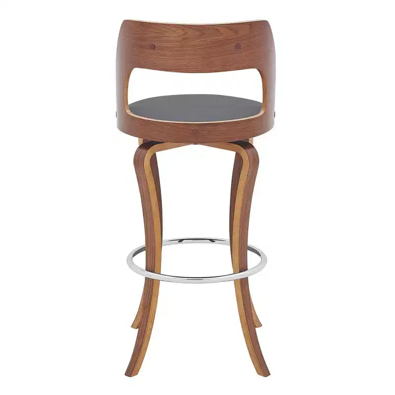 29" Faux Leather and Wood Swivel Bar Stool