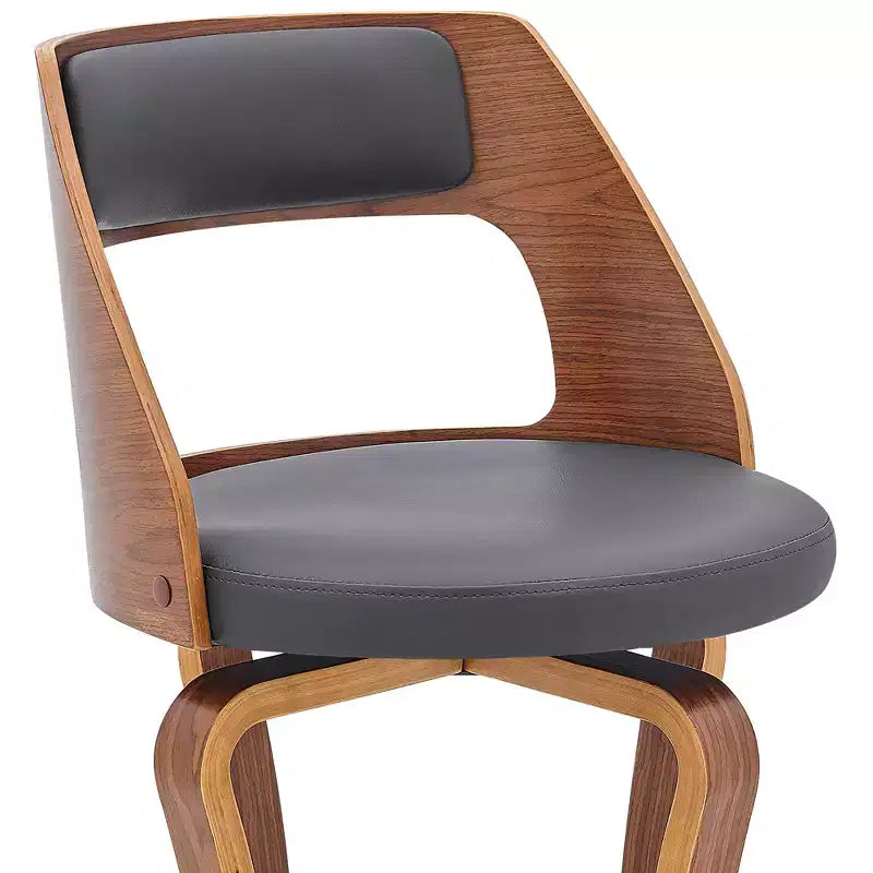 29" Faux Leather and Wood Swivel Bar Stool