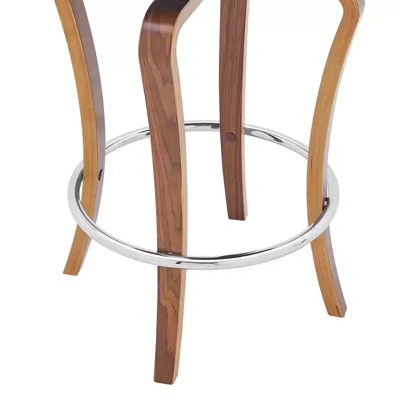 29" Faux Leather and Wood Swivel Bar Stool