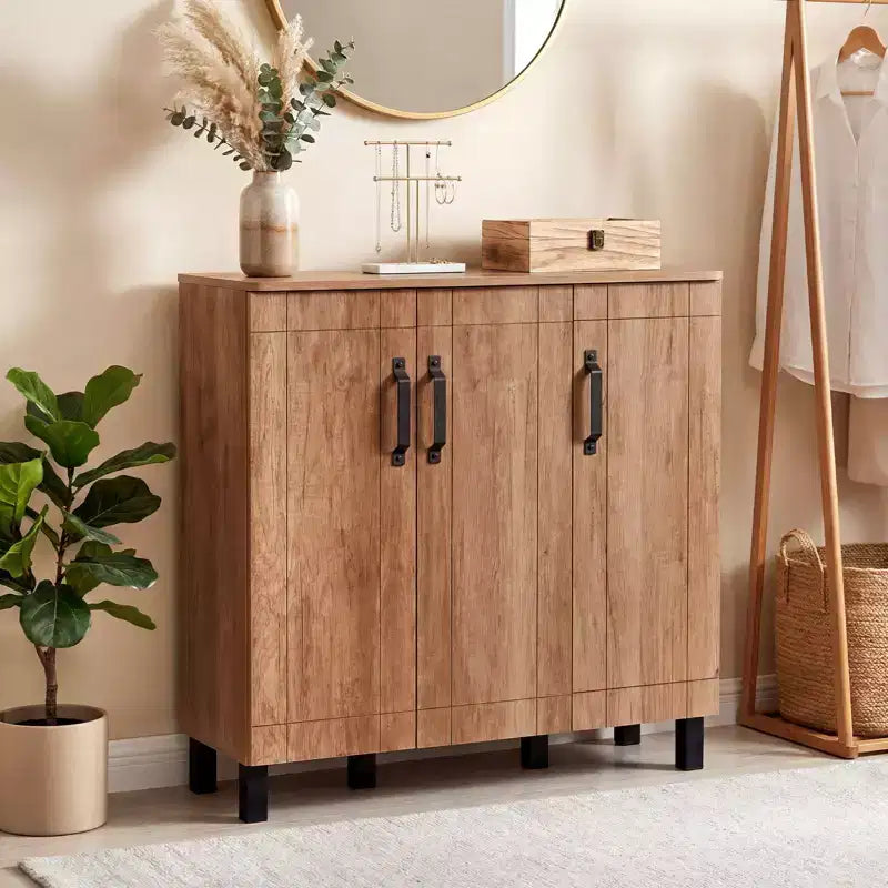 5-Tier Shoe Storage Cabinet with 3 Doors, Removable Shelves & Ventilation Hole