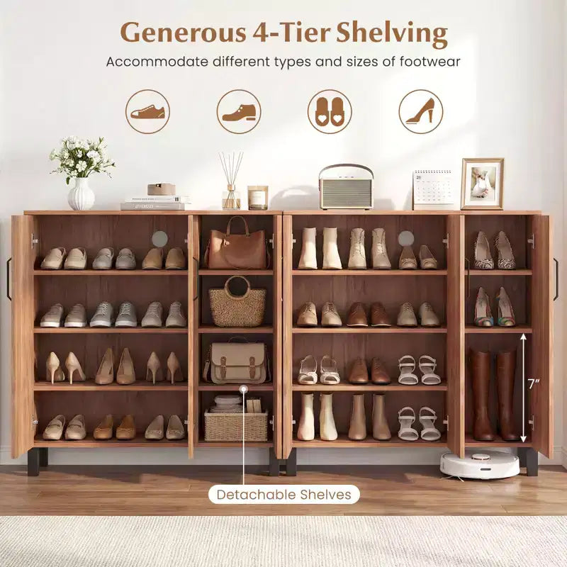 5-Tier Shoe Storage Cabinet with 3 Doors, Removable Shelves & Ventilation Hole