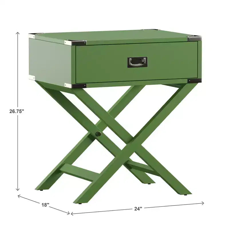 X-Base Wood Campaign Table Nightstand, Blue