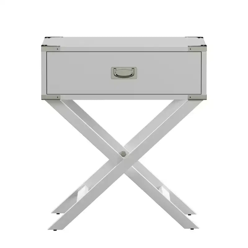 X-Base Wood Campaign Table Nightstand, Blue
