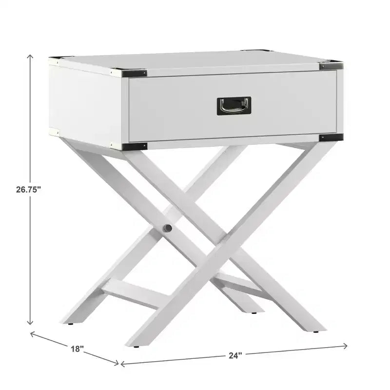 X-Base Wood Campaign Table Nightstand, Blue