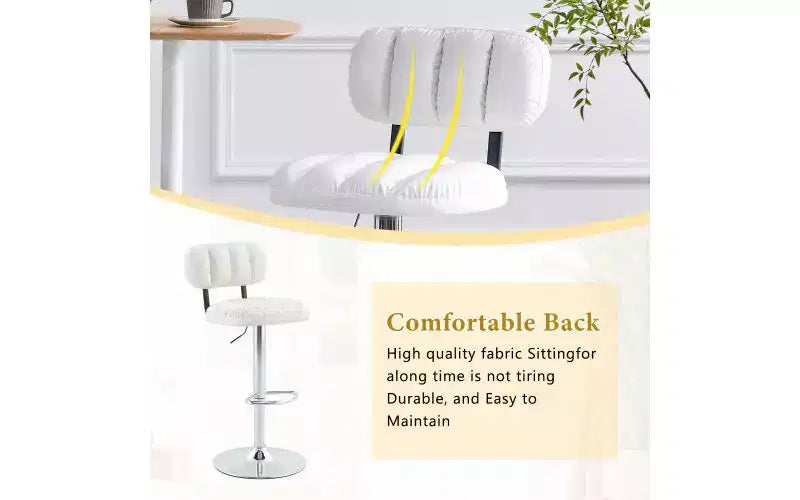 Set of 2 Adjustable Height Bar Stools with PU Leather Seat & Chrome Footrest