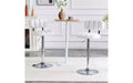 Set of 2 Adjustable Height Bar Stools with PU Leather Seat & Chrome Footrest
