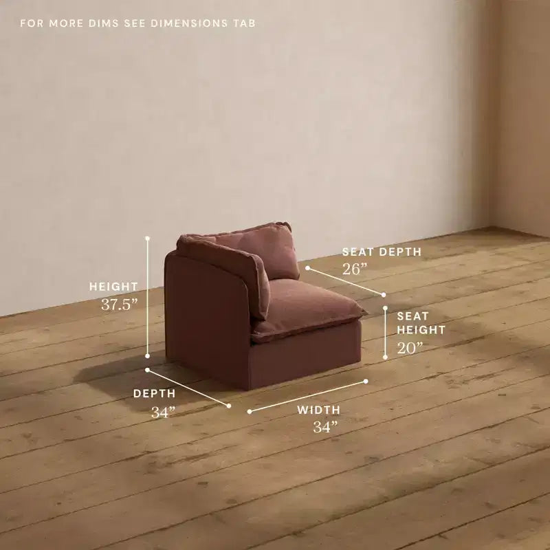 Modular Washable End Chair - Left, Deluxe+ Seat & Cloud Pillow