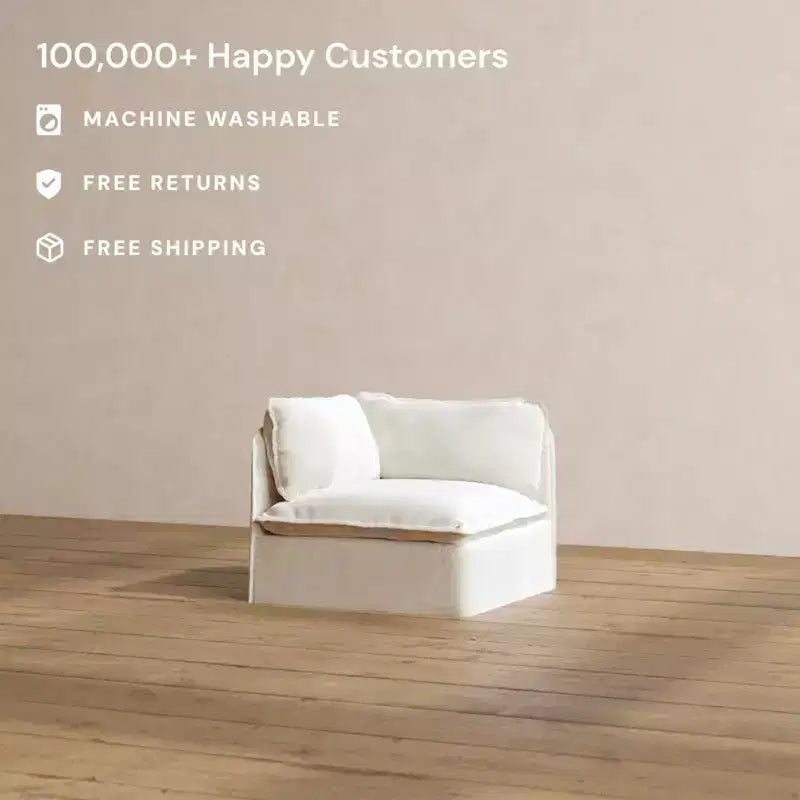 Modular Washable End Chair - Left, Deluxe+ Seat & Cloud Pillow