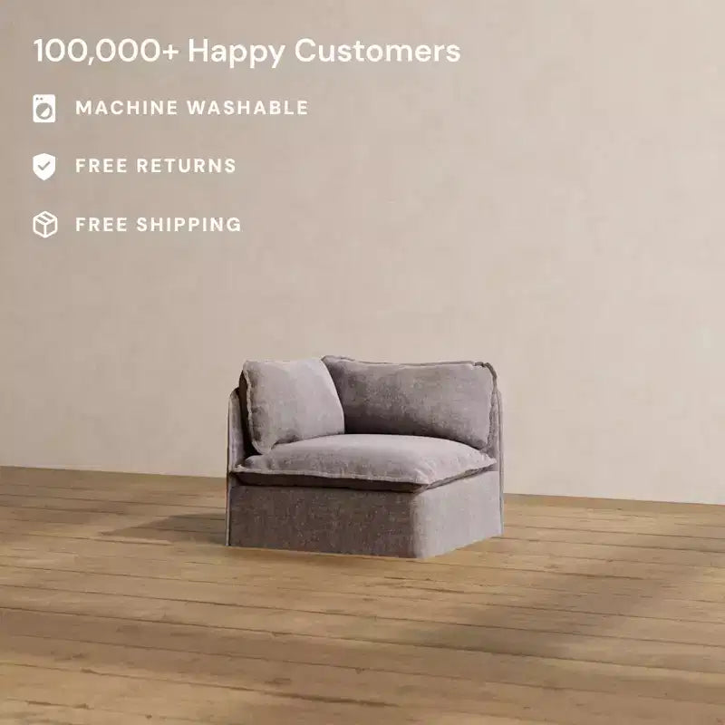Modular Washable End Chair - Left, Deluxe+ Seat & Cloud Pillow