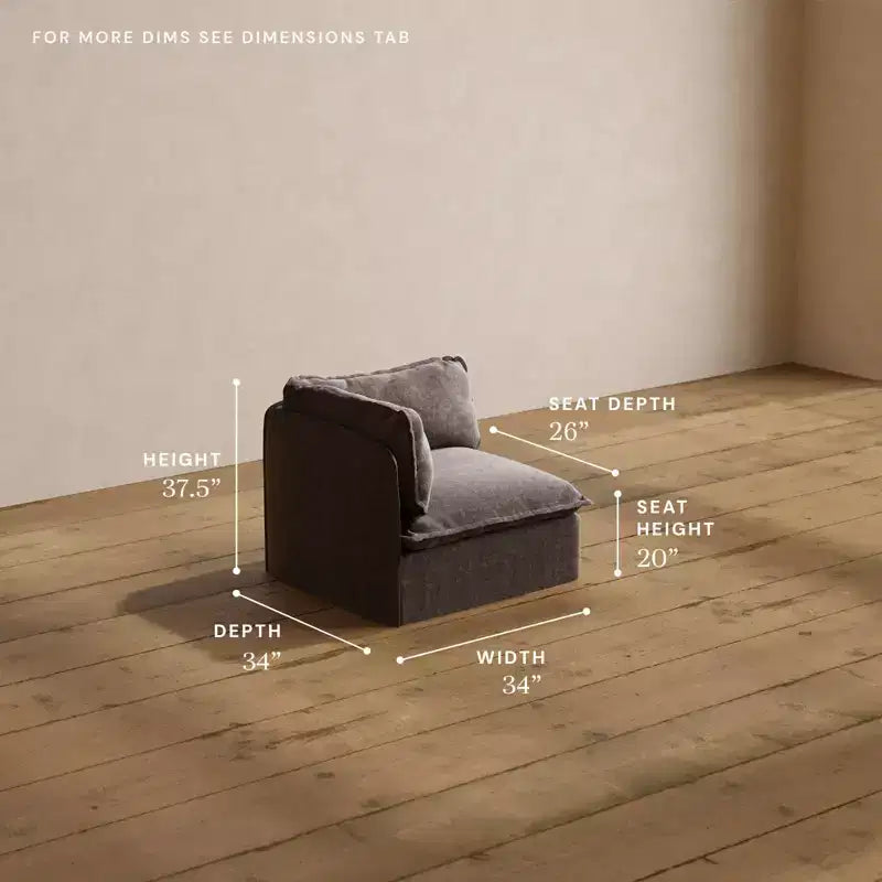 Modular Washable End Chair - Left, Deluxe+ Seat & Cloud Pillow