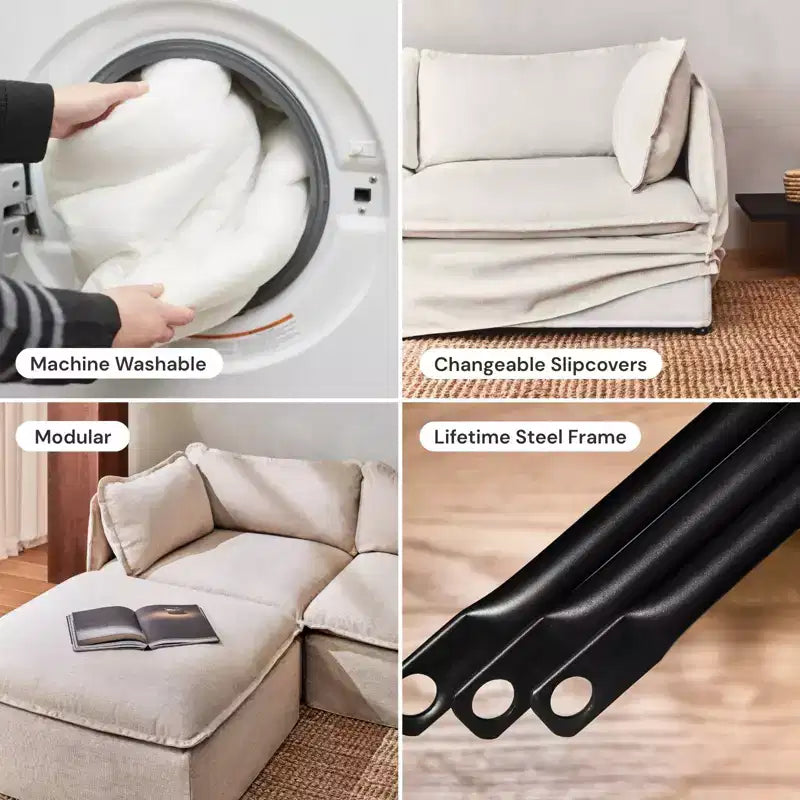 Modular Washable End Chair - Left, Deluxe+ Seat & Cloud Pillow