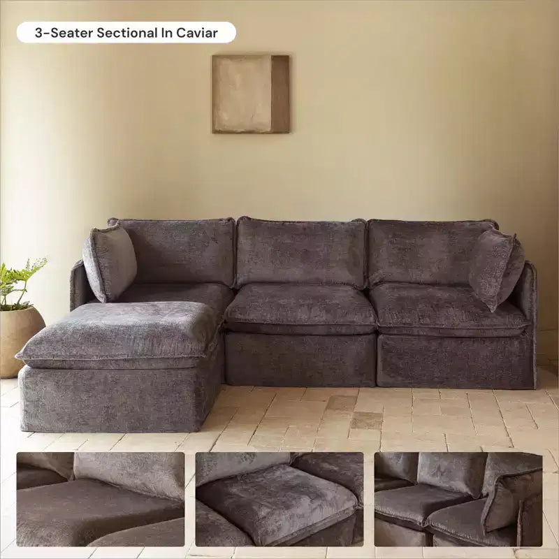 Modular Washable End Chair - Left, Deluxe+ Seat & Cloud Pillow