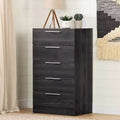 5-Drawer Chest Storage Unit, Weathered Oak, Particle Board Frame, Meets ASTM Safety Standards