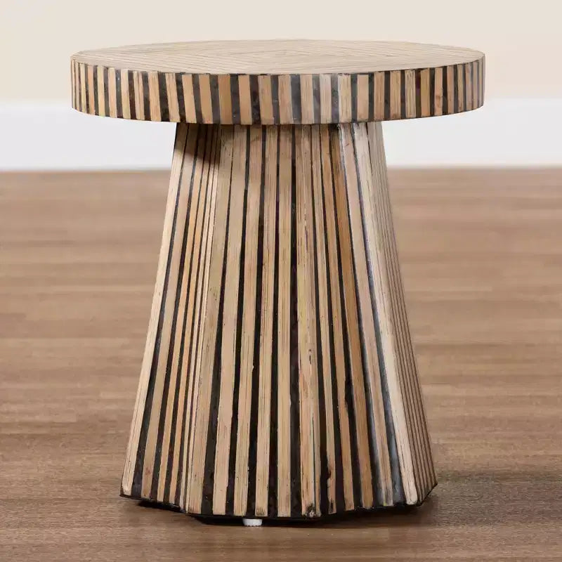 Two-Tone Bamboo End Table, Dark Brown/Natural Brown