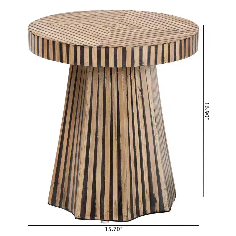 Two-Tone Bamboo End Table, Dark Brown/Natural Brown