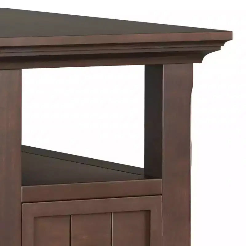 Narrow Side Table with Drawer, Brunette Brown, Storage Shelf, Lacquered Pine Frame
