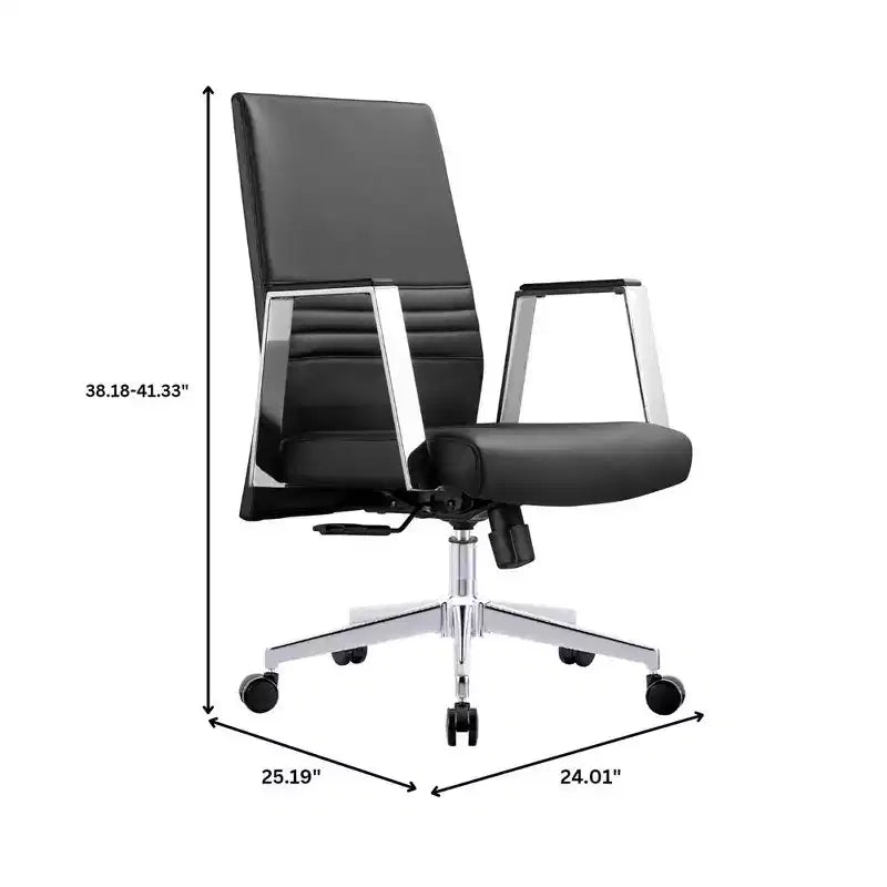 Modern Leather Office Chair, Swivel & Tilt Ergonomic Desk Chair with Iron Frame