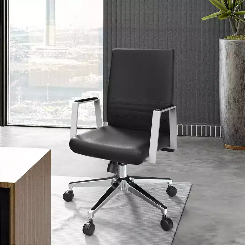 Modern Leather Office Chair, Swivel & Tilt Ergonomic Desk Chair with Iron Frame