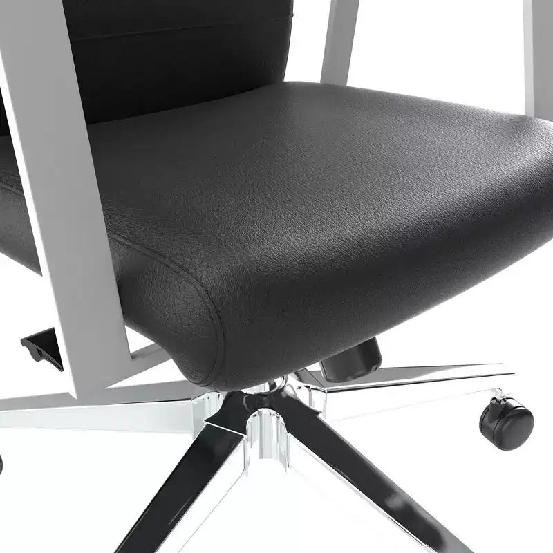 Modern Leather Office Chair, Swivel & Tilt Ergonomic Desk Chair with Iron Frame