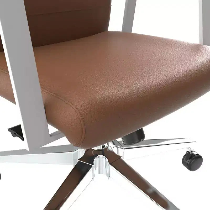 Modern Leather Office Chair, Swivel & Tilt Ergonomic Desk Chair with Iron Frame
