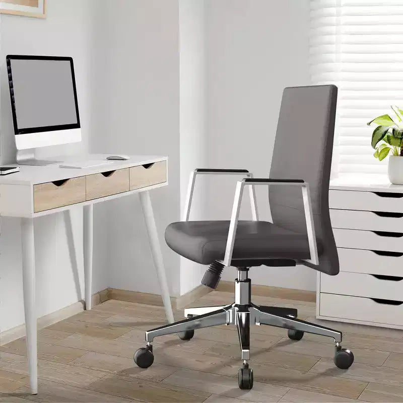 Modern Leather Office Chair, Swivel & Tilt Ergonomic Desk Chair with Iron Frame