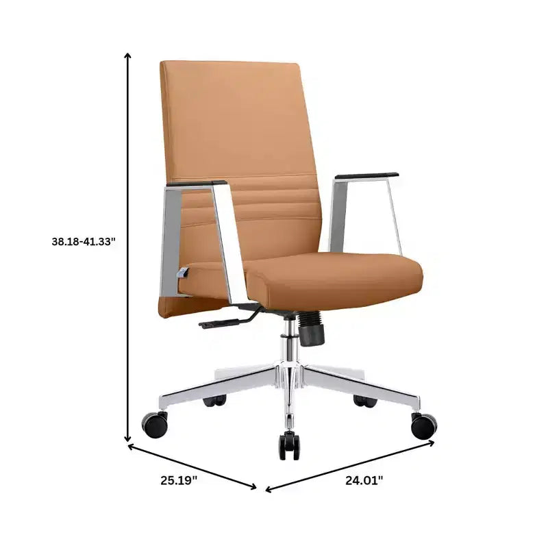 Modern Leather Office Chair, Swivel & Tilt Ergonomic Desk Chair with Iron Frame