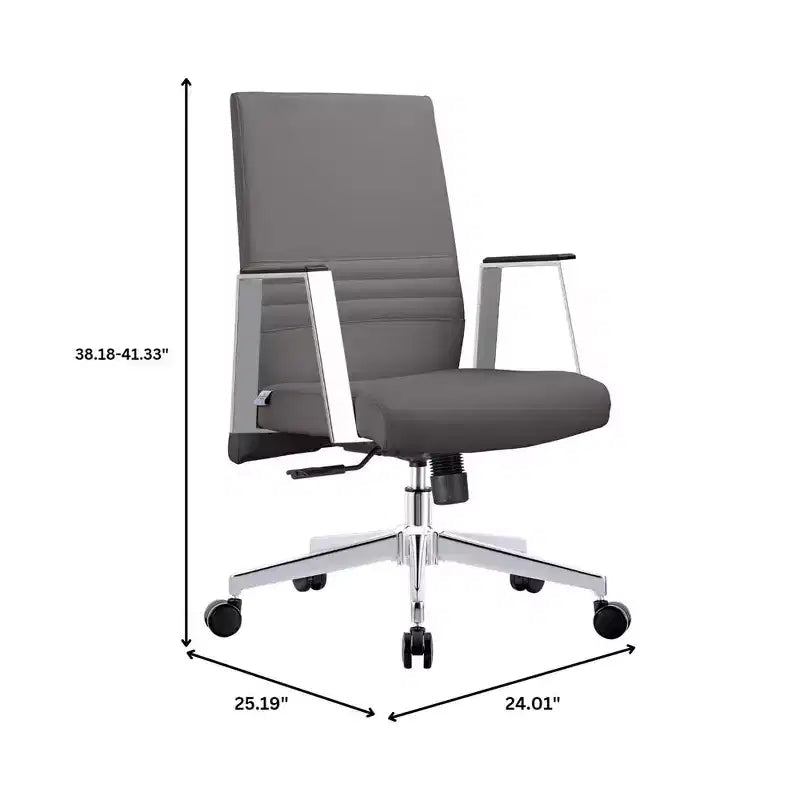 Modern Leather Office Chair, Swivel & Tilt Ergonomic Desk Chair with Iron Frame