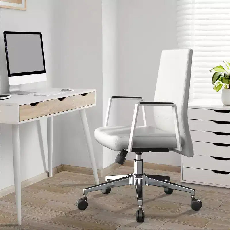 Modern Leather Office Chair, Swivel & Tilt Ergonomic Desk Chair with Iron Frame