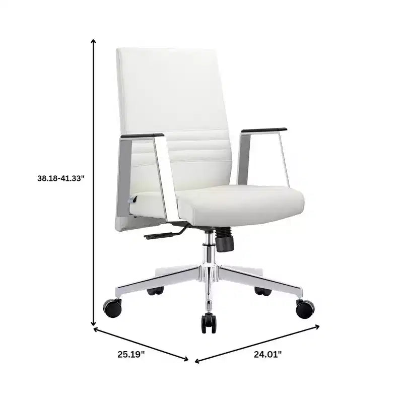 Modern Leather Office Chair, Swivel & Tilt Ergonomic Desk Chair with Iron Frame