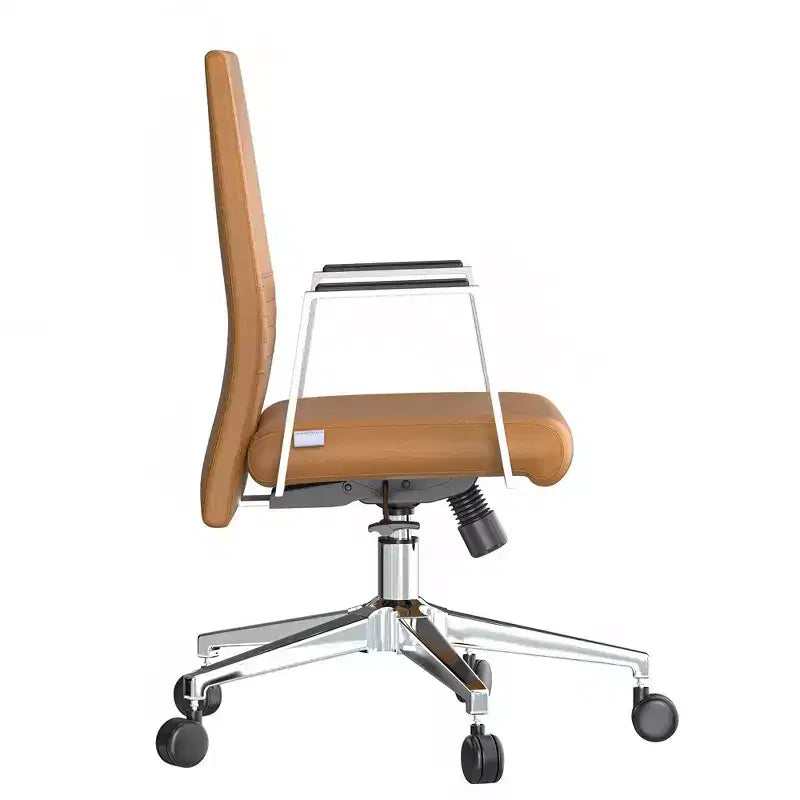 Modern Leather Office Chair, Swivel & Tilt Ergonomic Desk Chair with Iron Frame