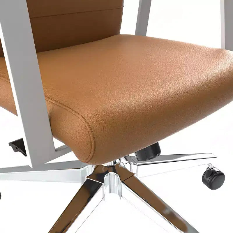 Modern Leather Office Chair, Swivel & Tilt Ergonomic Desk Chair with Iron Frame