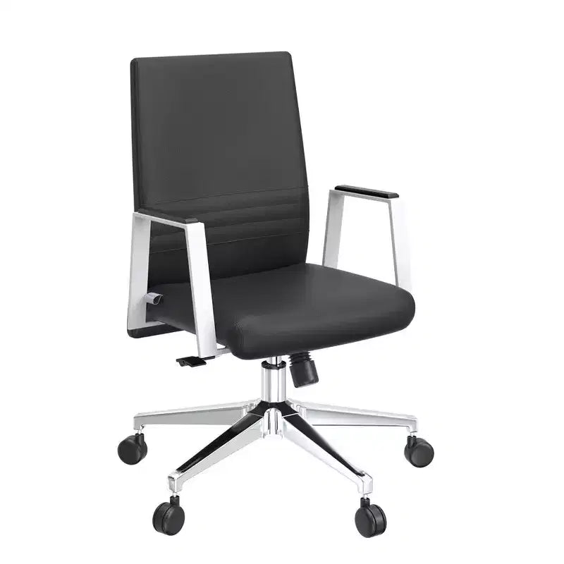 Modern Leather Office Chair, Swivel & Tilt Ergonomic Desk Chair with Iron Frame