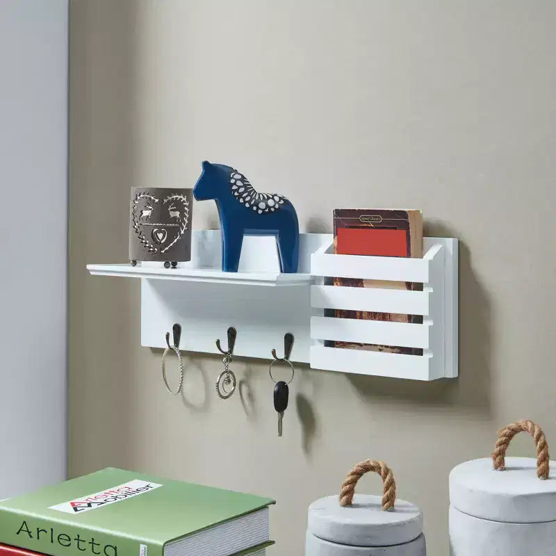 18" Utility Shelf with Pocket and Hanging Hooks