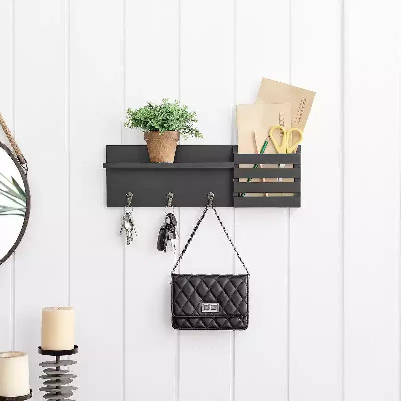 18" Utility Shelf with Pocket and Hanging Hooks