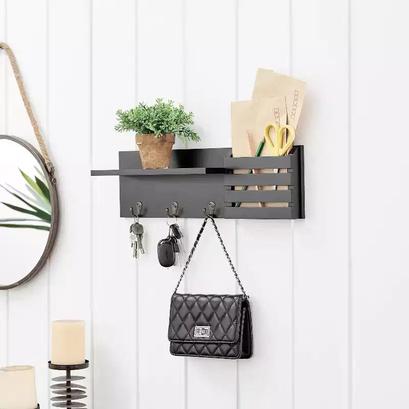 18" Utility Shelf with Pocket and Hanging Hooks