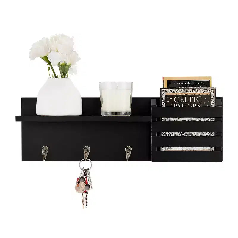 18" Utility Shelf with Pocket and Hanging Hooks